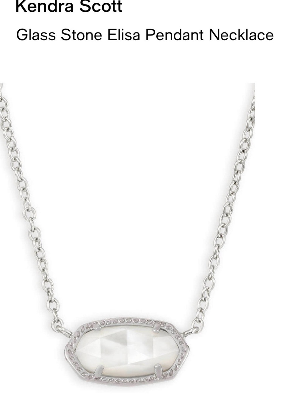 Kendra Scott Silver-Tone Necklace with Elisa White Glass Stone Pendant